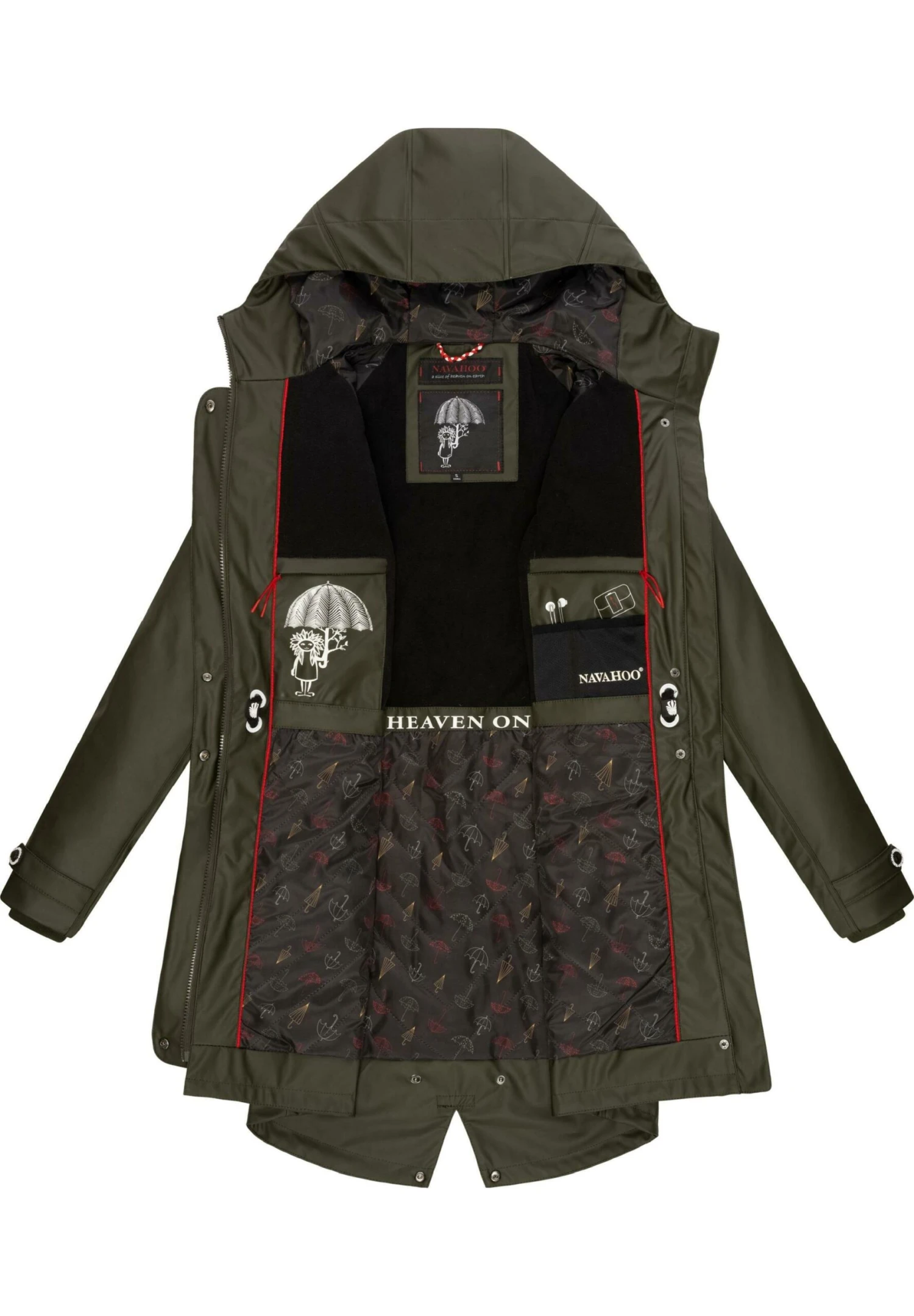 Navahoo Rainy Flower - Parka - Dark Olive 4 Navahoo Rainy Flower - Parka - Dark Olive - Afbeelding 4
